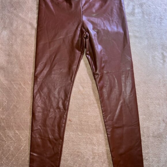 Bagatelle Collection Women Medium Brown Faux Leather Skinny Ankle‎ Legging (U) - Picture 1 of 11